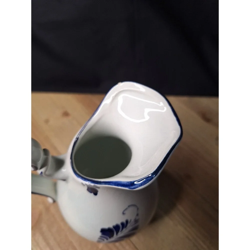 Delft Madfin Holland Blue White Windmill Pitcher Handpainted Vintage Ceramic 6+